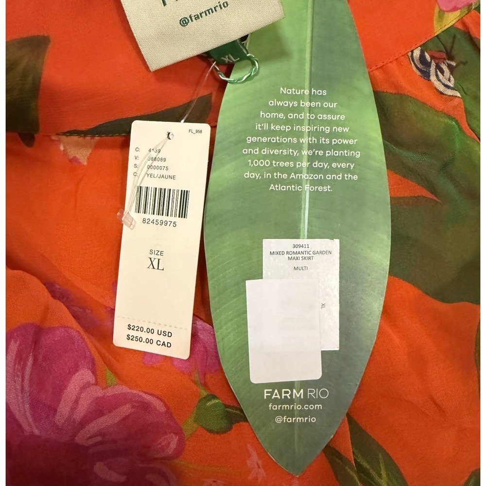 Farm‎ Rio Mixed Romantic Garden Maxi Skirt Floral Tiered Ruffle Multi XL 309411 - Picture 5 of 9